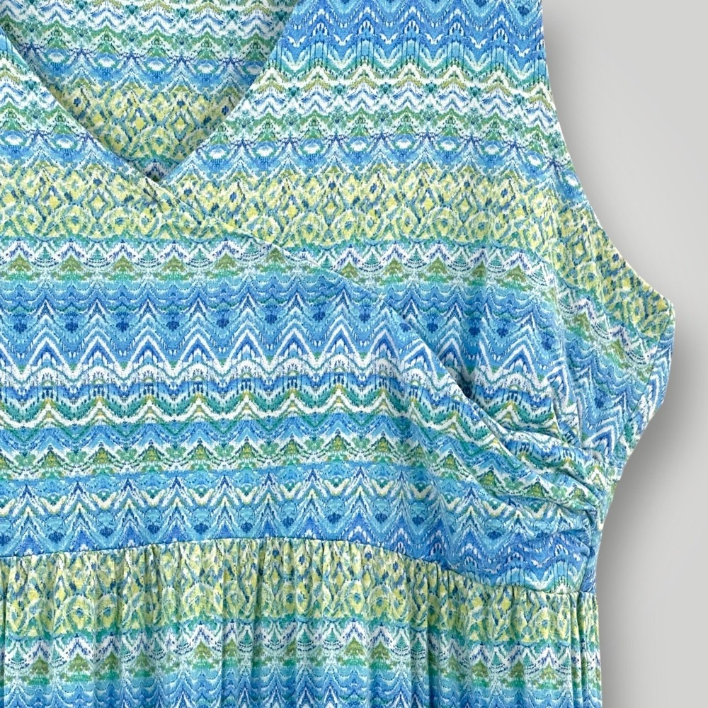 J. Jill Dress Womens 3X Blue Chevron Maxi Sleeveless V Neck Jersey Summer - Picture 2 of 7